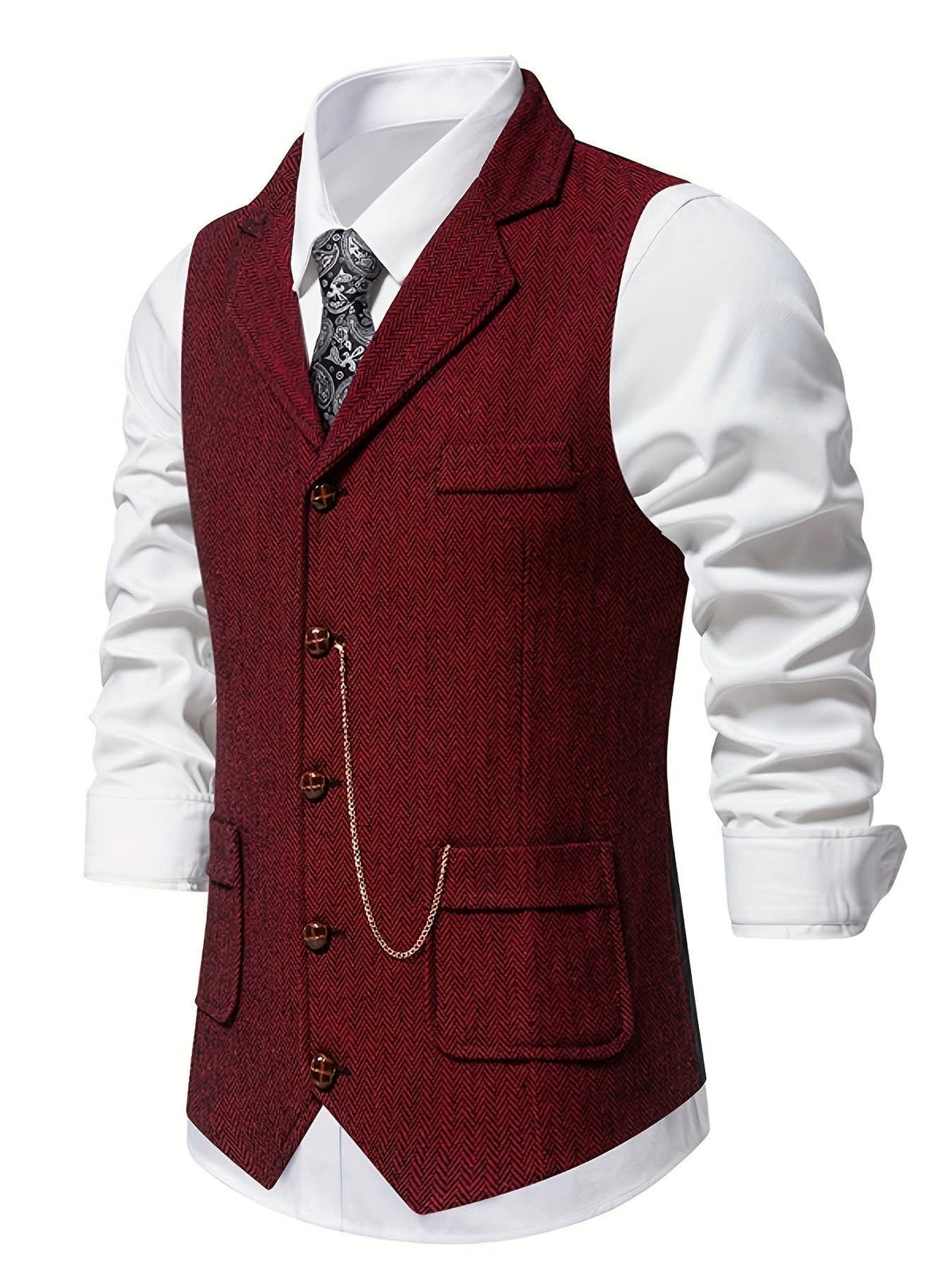 Brian Herringbone Single Breasted Vest_3