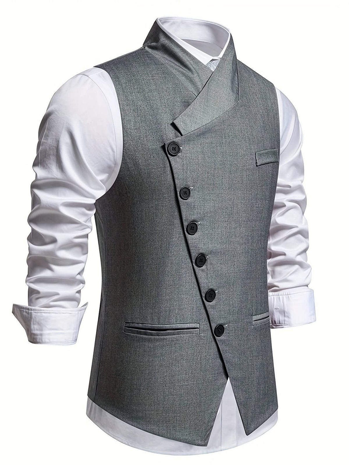 Chester Slant Button Tailored Vest_6