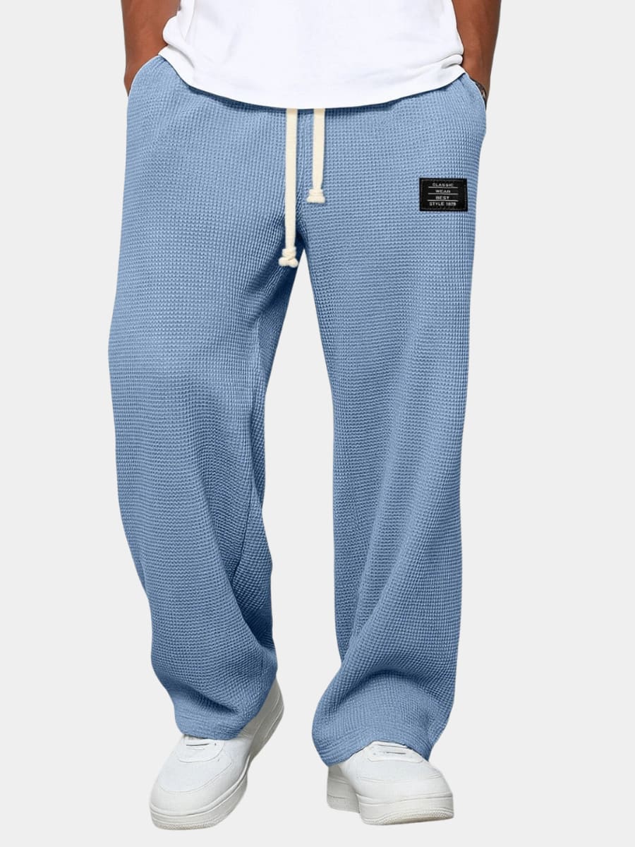 Bryce Waffle Texture Drawstring Wide Leg Pants
