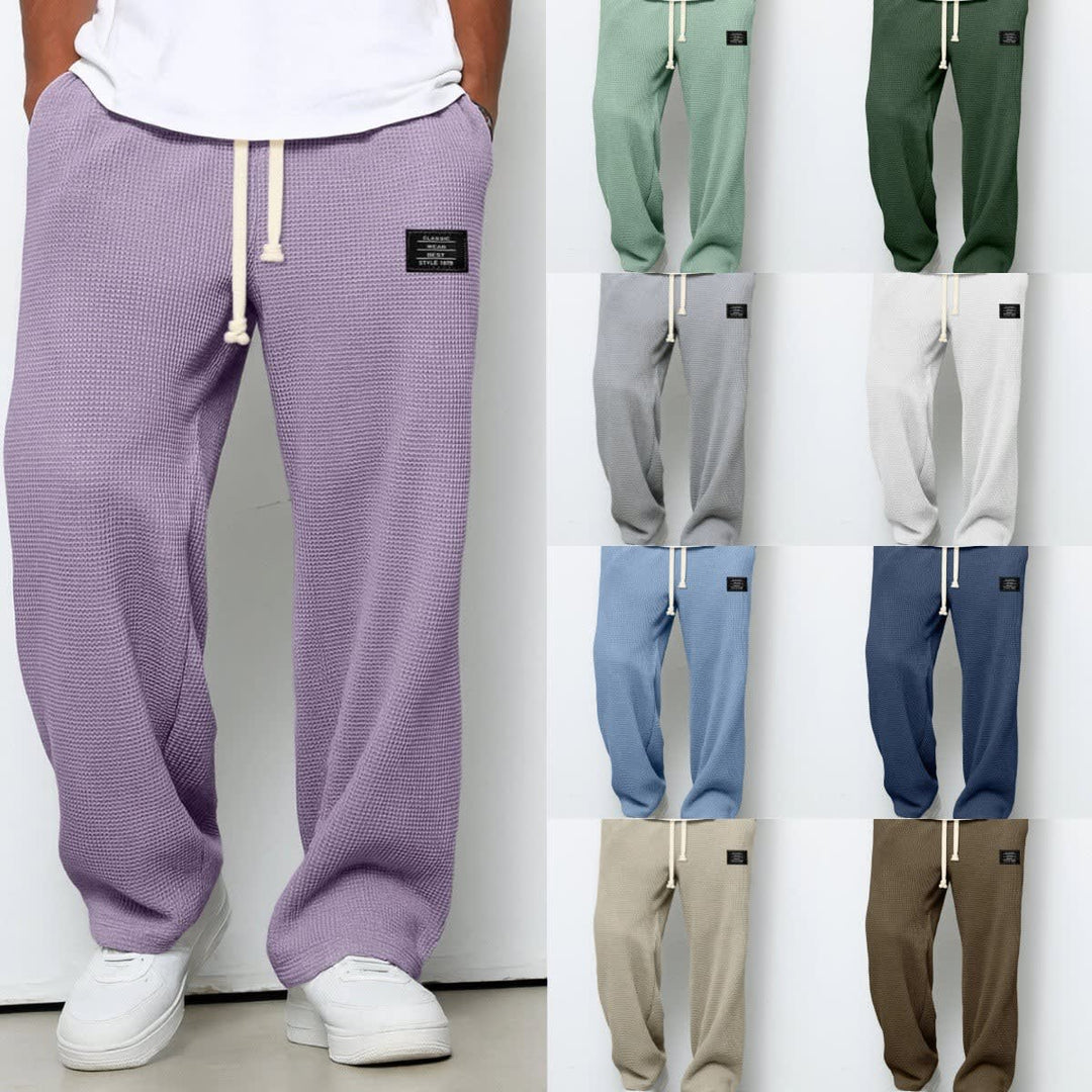 Bryce Waffle Texture Drawstring Wide Leg Pants