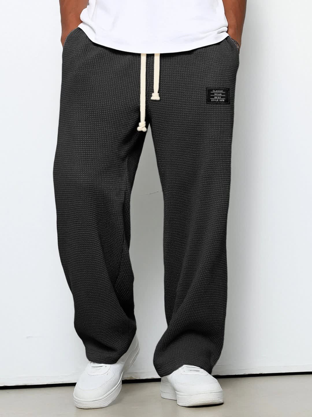 Bryce Waffle Texture Drawstring Wide Leg Pants